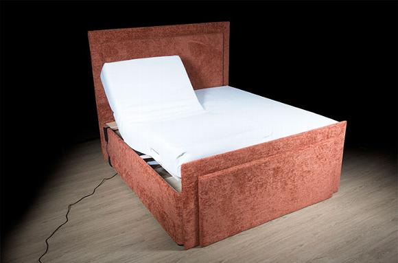 orange adjustable bed with electric remote